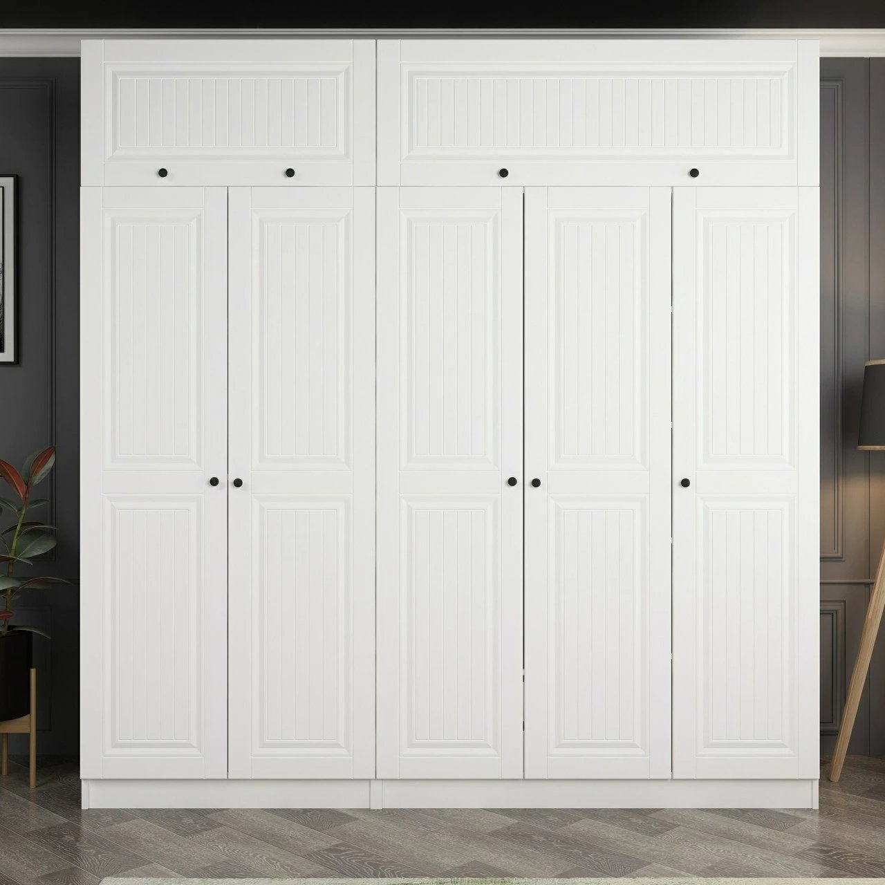 Dollap i bardhë për dhomë gjumi, Skye Decor, Kale - 5228, 225x255x52cm