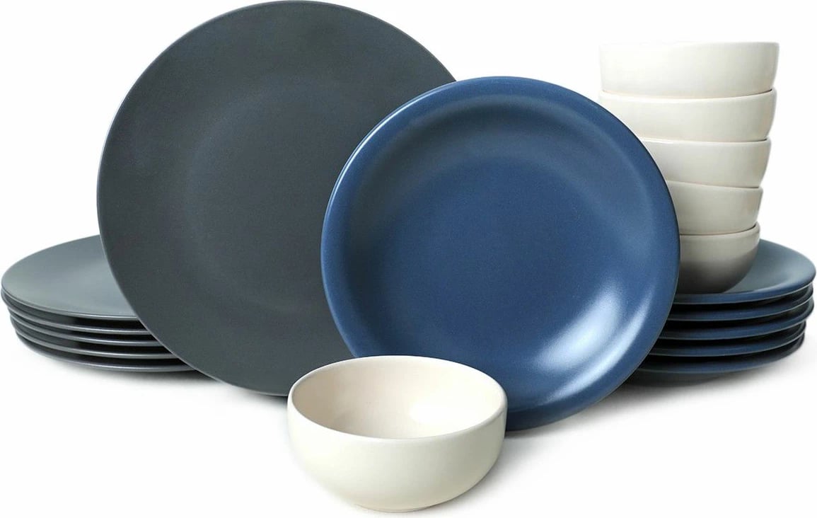 Set enësh për drekë, qeramikë, 18 copë, Hermia Concept, blu dhe bardhë, X0001509700000000000000000