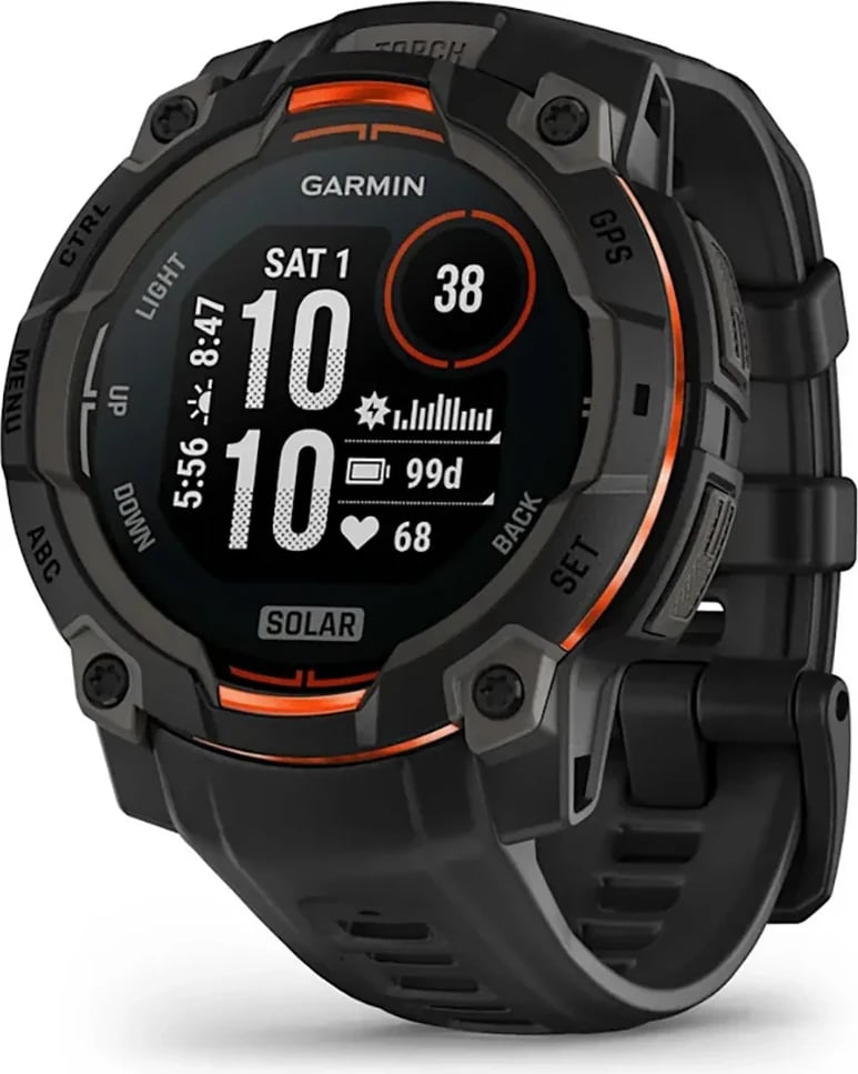 Smartwatch, Garmin Instinct 3 Solar 45mm, 010-02934-00, e zezë/portokalli