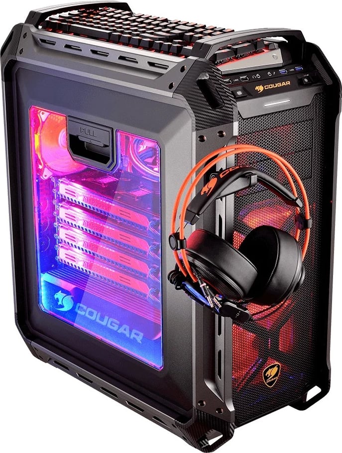 Kasë Cougar Panzer Max midi tower, e zezë