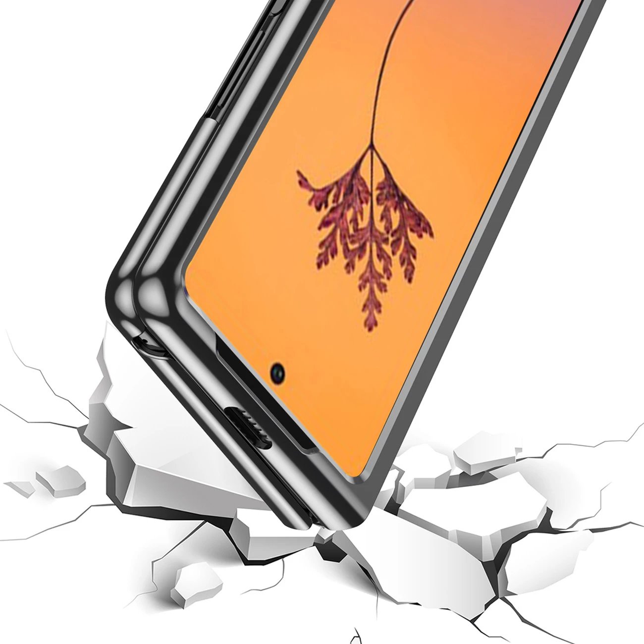 Mbështjellës Hurtel Plating Case për Samsung Galaxy Z Fold 4, kornizë metalike, e zezë