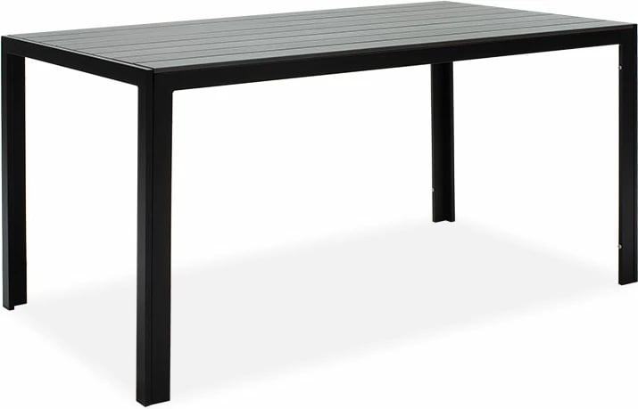 Tavolinë Nares, alumin i zi, sipërfaqe kompensatë antracit, 140x80x72.5cm