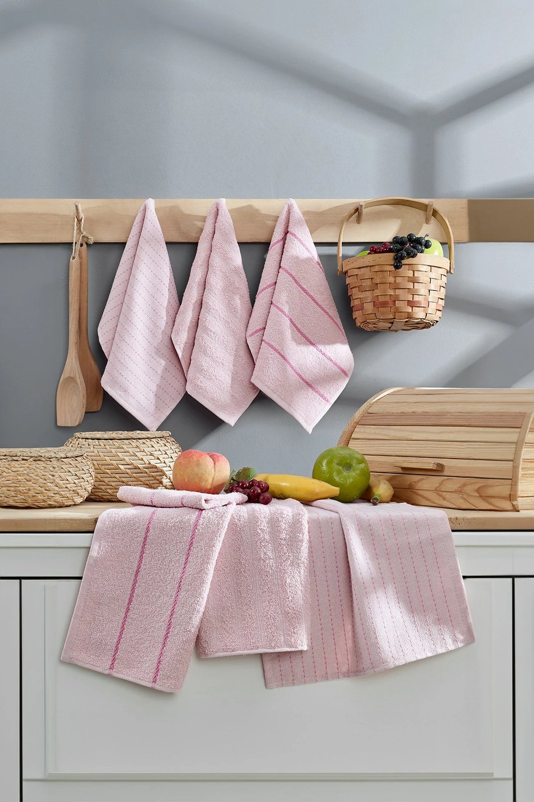 Set peshqirësh për larje (6 copë), Mijölnir, Sofya, ngjyrë pluhur