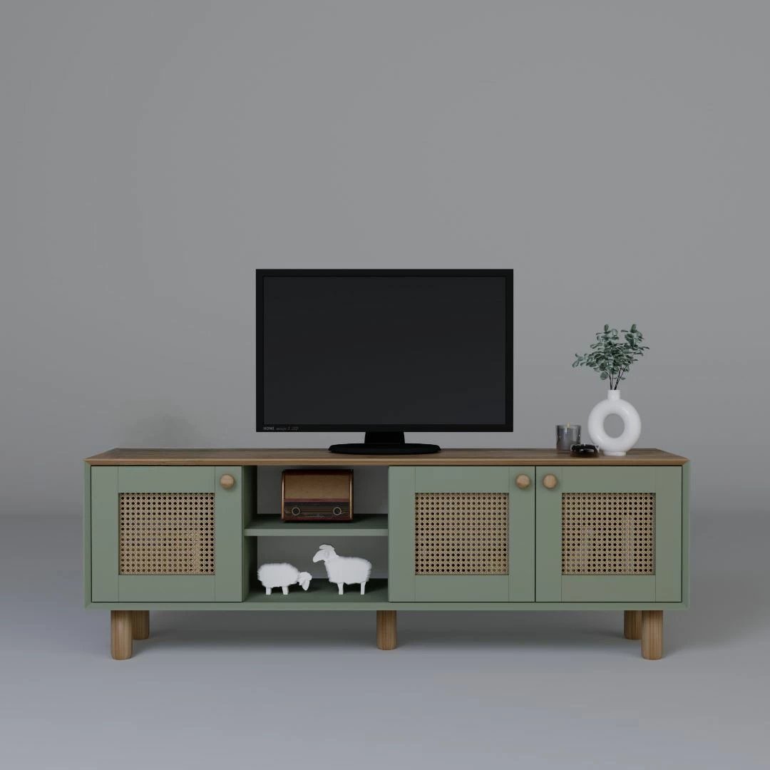 Komodë për TV, stil bohemian, ngjyrë e gjelbër, Skye Decor, 1600-142