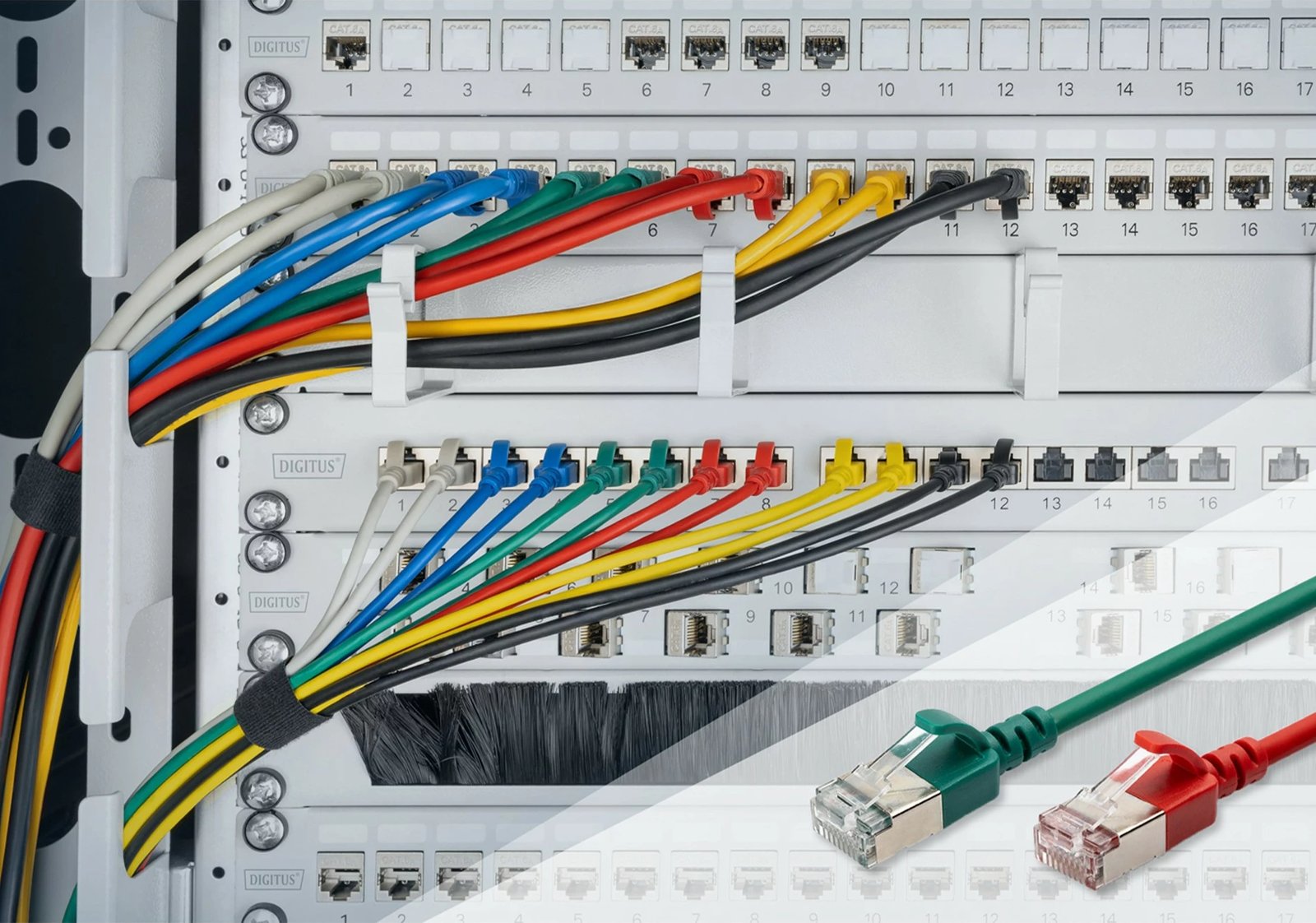 Kabëll rrjeti Digitus CAT 6A F-FTP Slim, 0.5m, RJ-45, blu