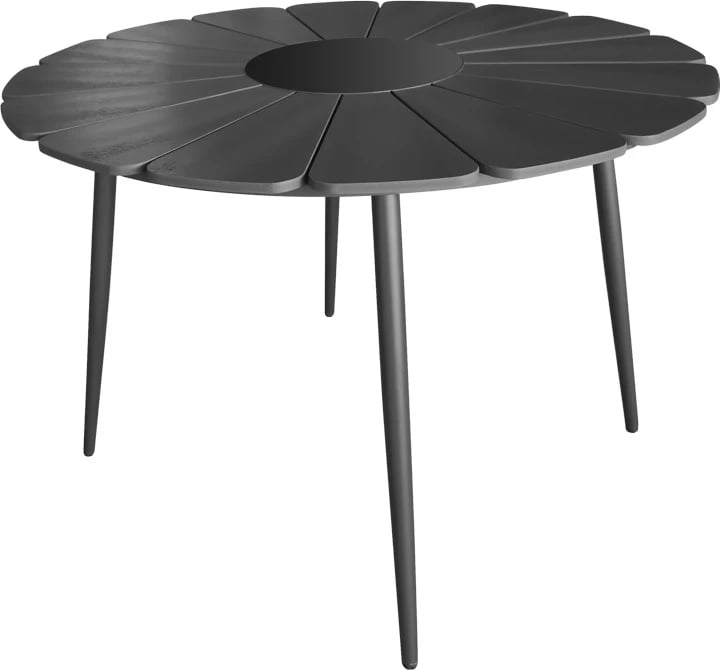 Tavolinë Pinap, alumin i zi, sipërfaqe prej druri të zi, D110x74cm