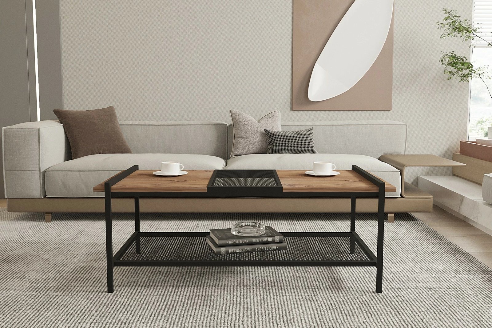 Tavolinë kafeje Hanah Home, Mata - Atlantic Pine, e zezë