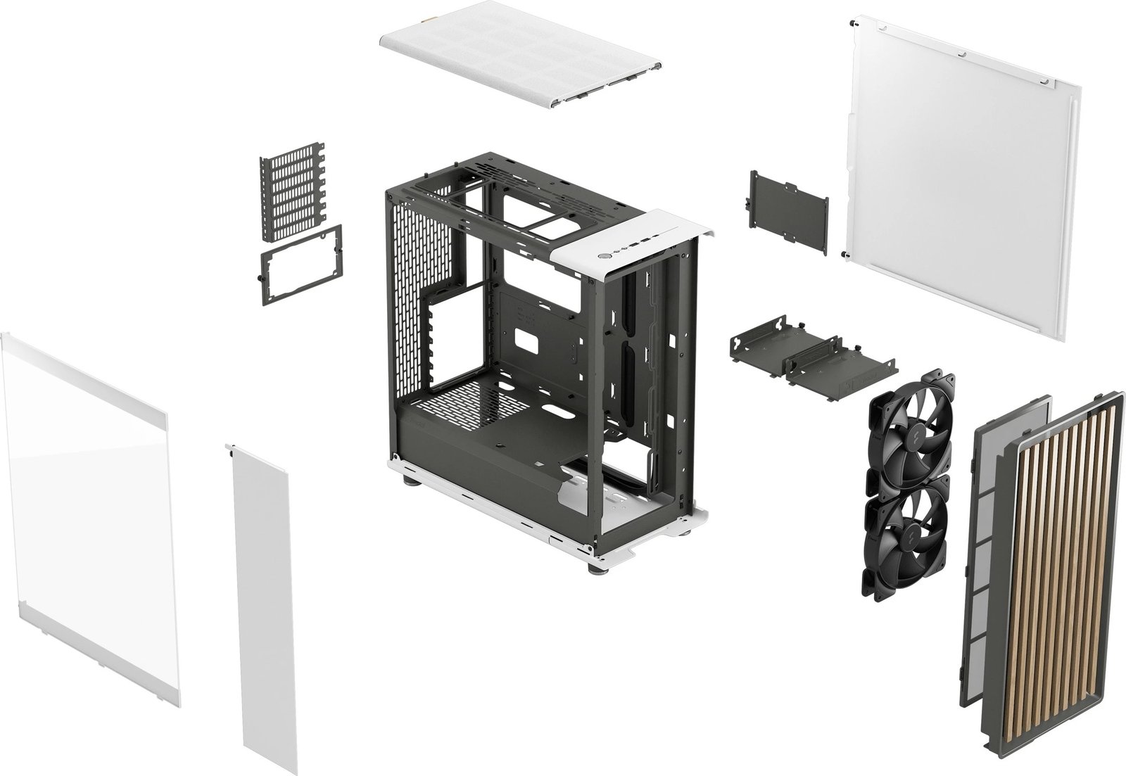 Kasë Fractal Design North Chalk White, Midi Tower, xham i kalitur Kasë Fractal Design North Chalk White, Midi Tower, xham i kalitur
