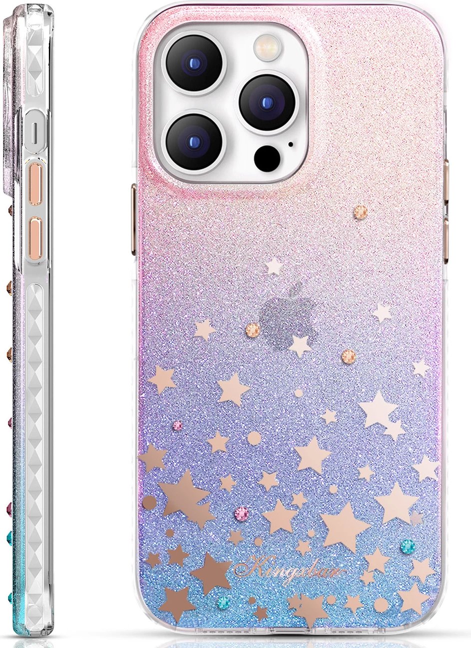 Mbështjellës Kingxbar Heart Star Series për iPhone 14 Plus, TPU, vjollcë/rozë me shkëlqim