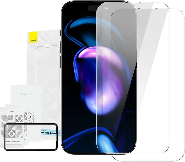 Mbështjellës xhami i temperuar Baseus SGBL100302 për iPhone 14 Pro Max, 0.3mm, 2 copë