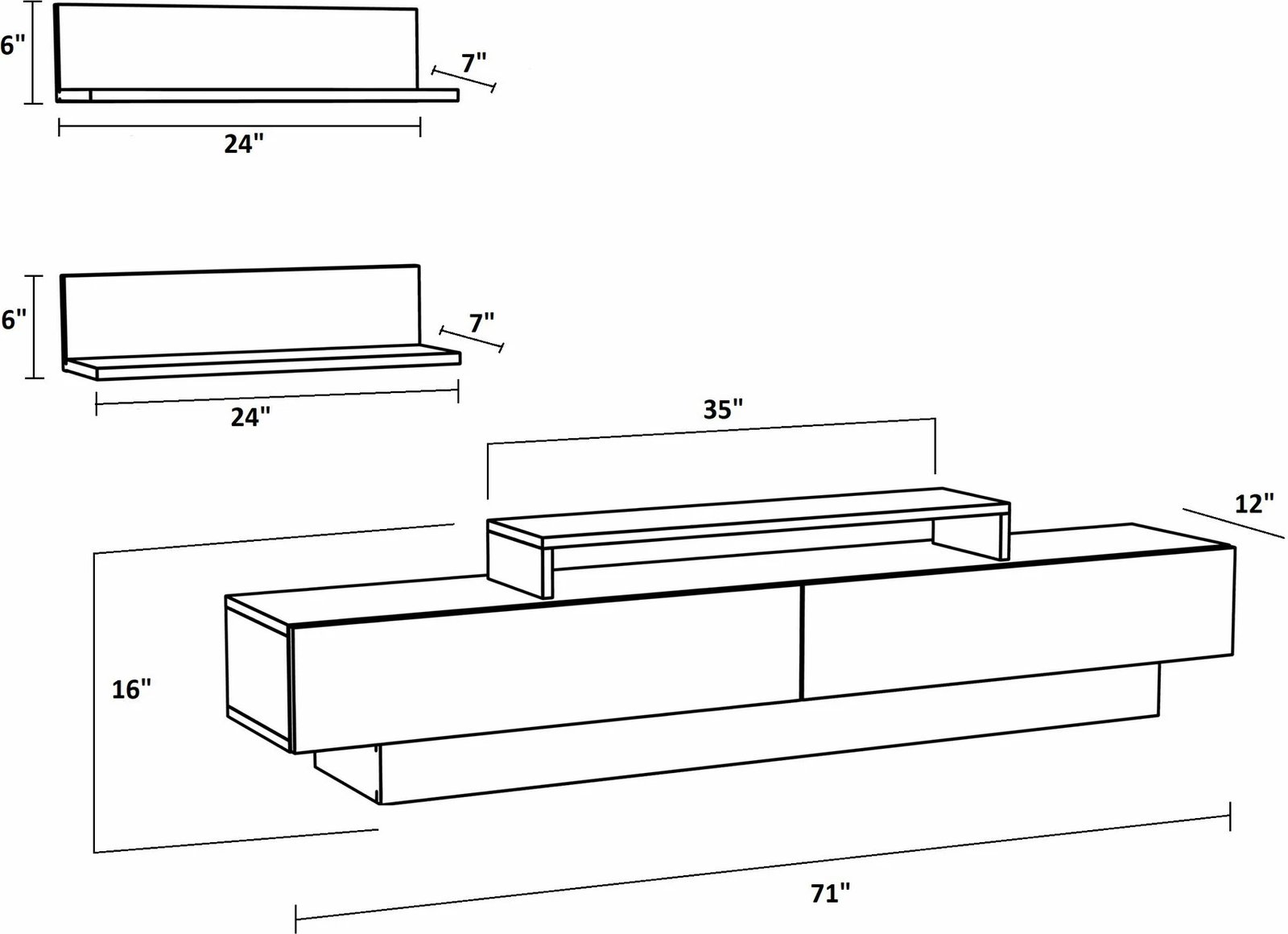 Komodë TV Skye Decor, Lusi, e bardhë dhe arre