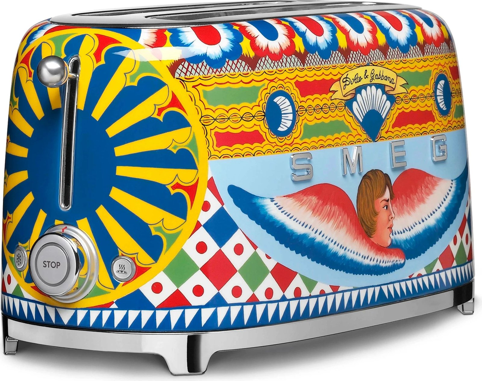 Toster, Smeg, TSF02DGEU Sicily is my Love, 1500W 4 slota 6 nivele pjekjeje, funksione Reheat/Defrost/Bagel, shumëngjyrësh