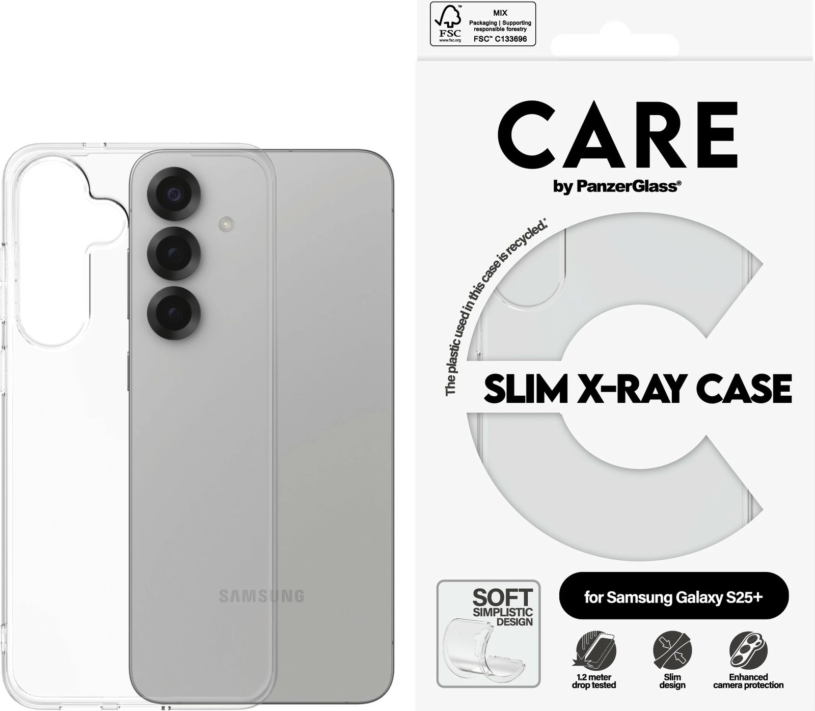 Mbështjellës PanzerGlass CARE Clear X-Ray Soft Basic për Samsung Galaxy S25 Plus transparent