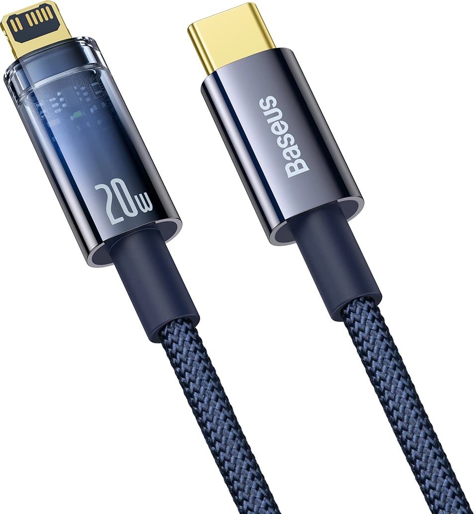 Kabllo Baseus Explorer USB-C në Lightning, 1m, 20W, Kaltër Kabllo Baseus Explorer USB-C në Lightning, 1m, 20W, Kaltër