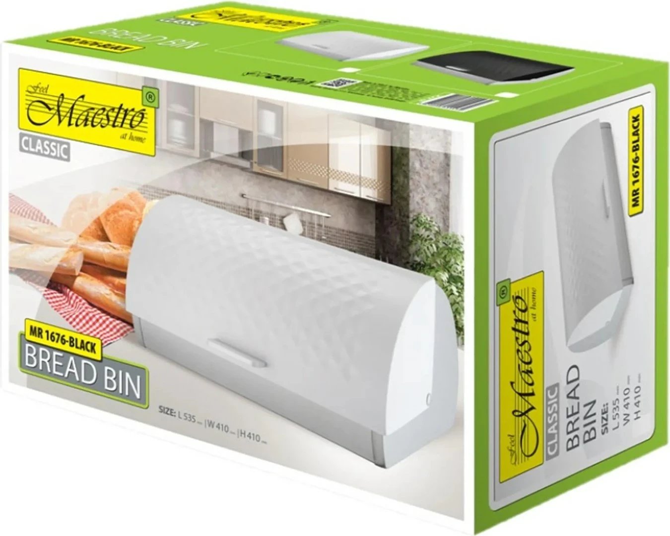 Kuti buke Maestro MR-1676, çelik inox, cilindrike, e bardhë