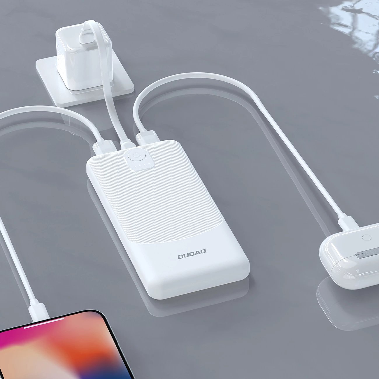 Powerbank Dudao K10, 10000mAh, 2x USB-A, USB-C, Bardhë