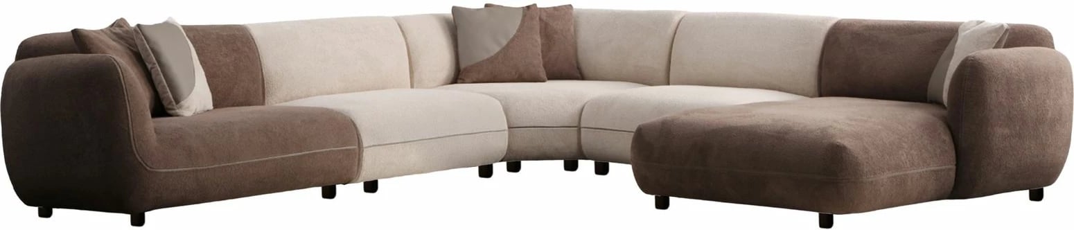 Këndollëse këndi Pavia, krem dhe kafe, 335x335cm, 5 pjesë