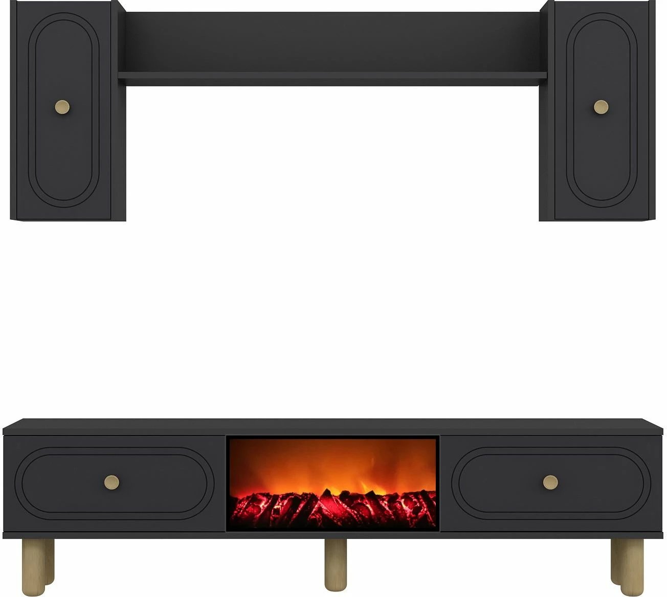 Njësi TV Skye Decor, oxhak dekorativ Polen Bohem, ngjyrë antracit