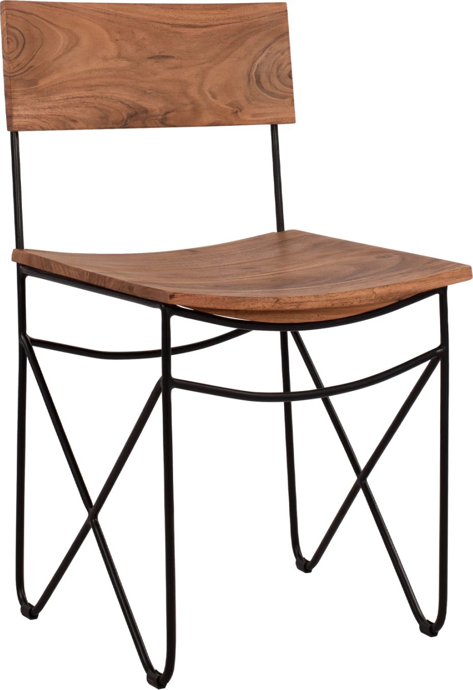 Karrige prej druri të ngurtë akacie dhe metali, ngjyrë natyrale, 46x51x84 cm, FH8180.11