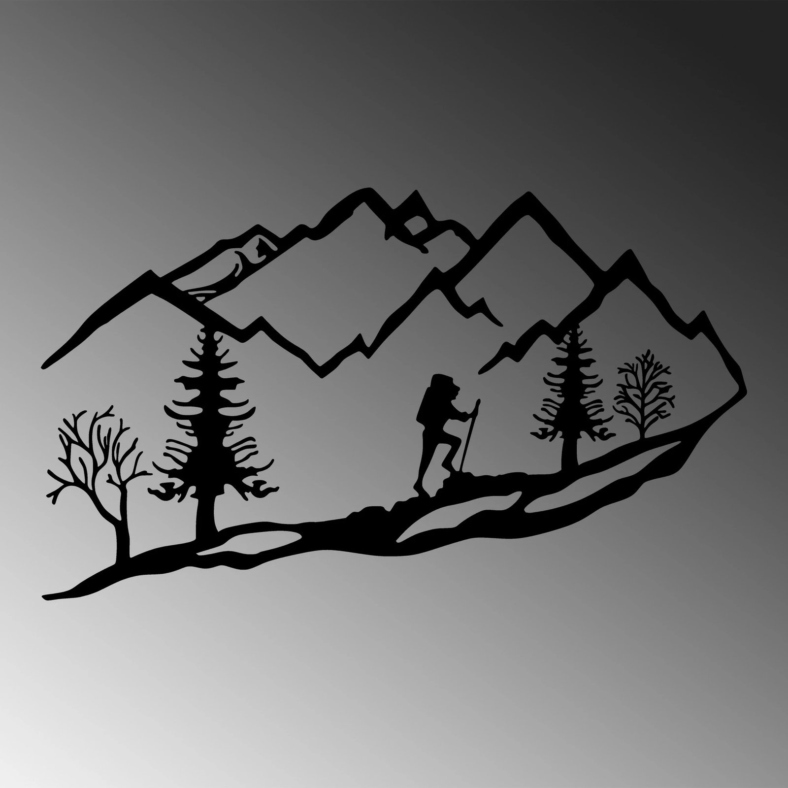 Aksesor dekorativ metalik për mur, skenë alpinizmi, Wallity, ngjyrë e zezë, 90x45cm