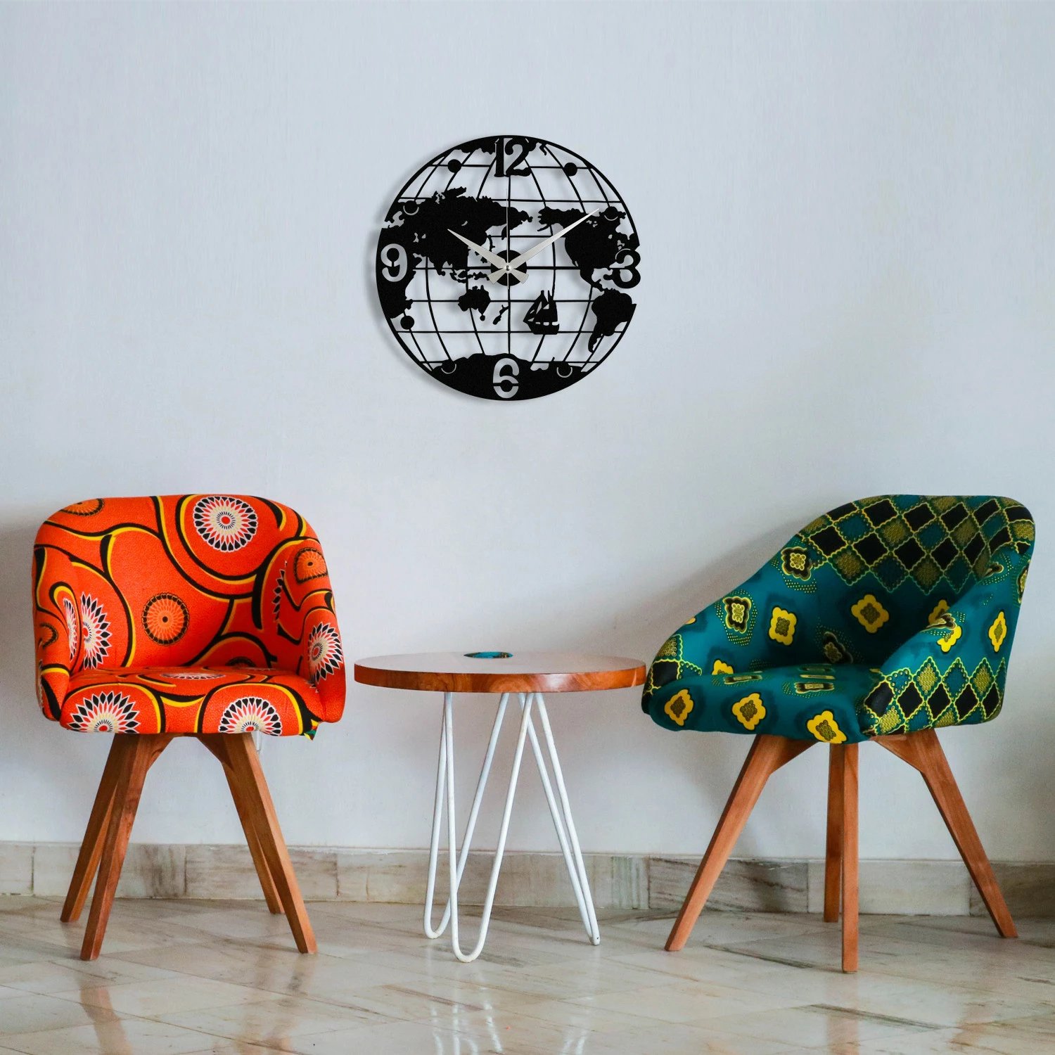 Orë muri dekorative metalike, Wallity Enzoclock - S018, e zezë, 48x48cm