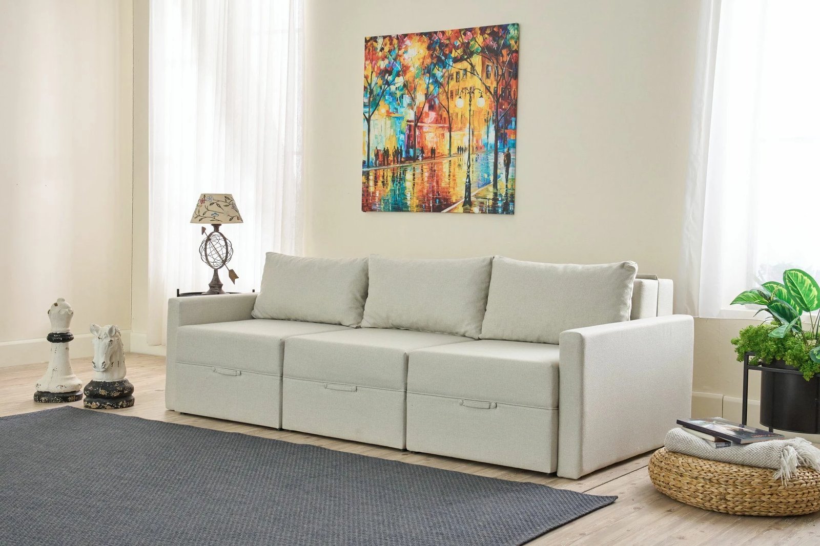 Divan-krevat 3 vendesh, Atelier del Sofa, Saros, krem, 3 pjesë