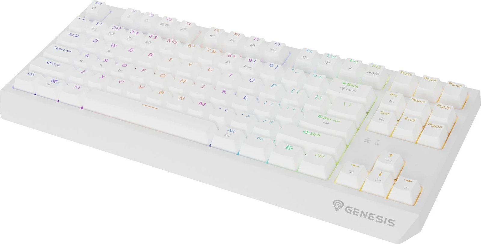 Tastierë mekanike GENESIS Thor 230 TKL, QWERTY US, RGB, Wireless + Bluetooth, Bardhë