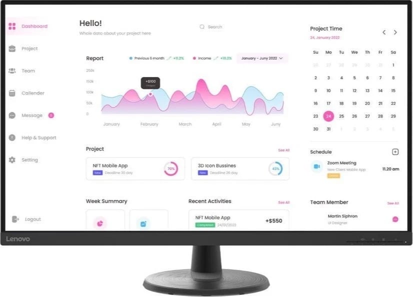 Monitor Lenovo D32-40, 32", FHD, i zi