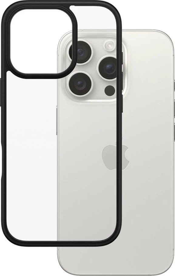 Mbështjellës PanzerGlass për iPhone 16 Pro, transparent, kornizë e zezë