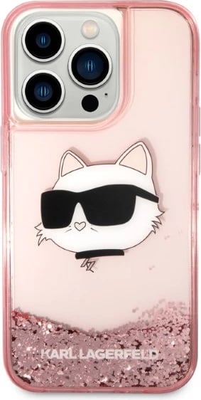 Mbështjellës Karl Lagerfeld KLHCP14LLNCHCP për iPhone 14 Pro 6.1", Glitter Choupette, Rozë