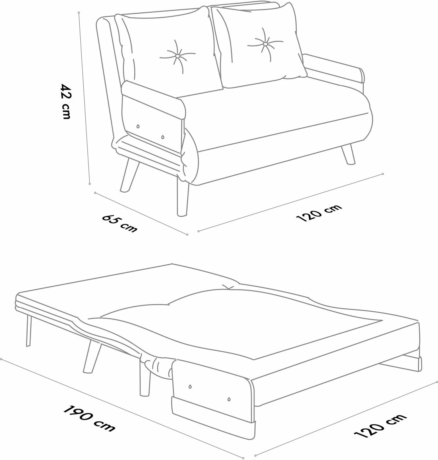 Divan-krevat dy ulëshe, Cosmo, ngjyrë mink, Atelier del Sofa Divan-krevat dy ulëshe, Cosmo, ngjyrë mink, Atelier del Sofa