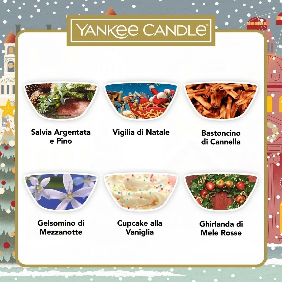 Set Yankee Candle Passport To The Holidays, kominek, 1 tealight, 12 woskë, e bardhë