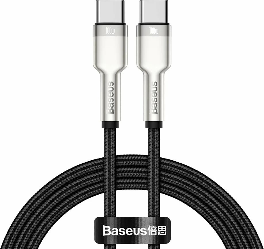Kabllo Baseus Cafule Series Metal Data CATJK-C01, USB-C në USB-C, 1m, 100W, E zezë