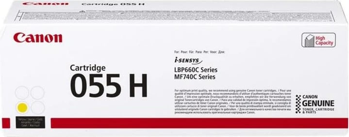 Toner Canon 055H (3017C002/3017C004), origjinal, rendiment 5,500–8,800 faqe, verdhë
