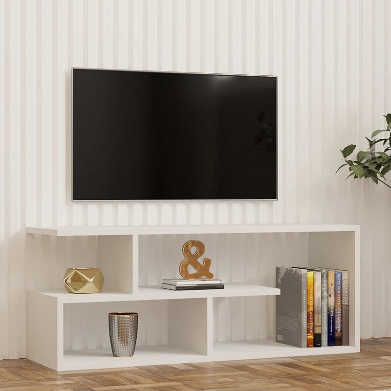 Mbajtës TV Waldo, ngjyrë e bardhë, 100x29.5x40cm