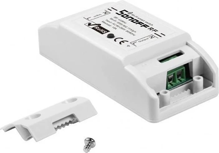 Switch i mençur Sonoff RF R2, WiFi + RF 433MHz, 1 kanal, i bardhë