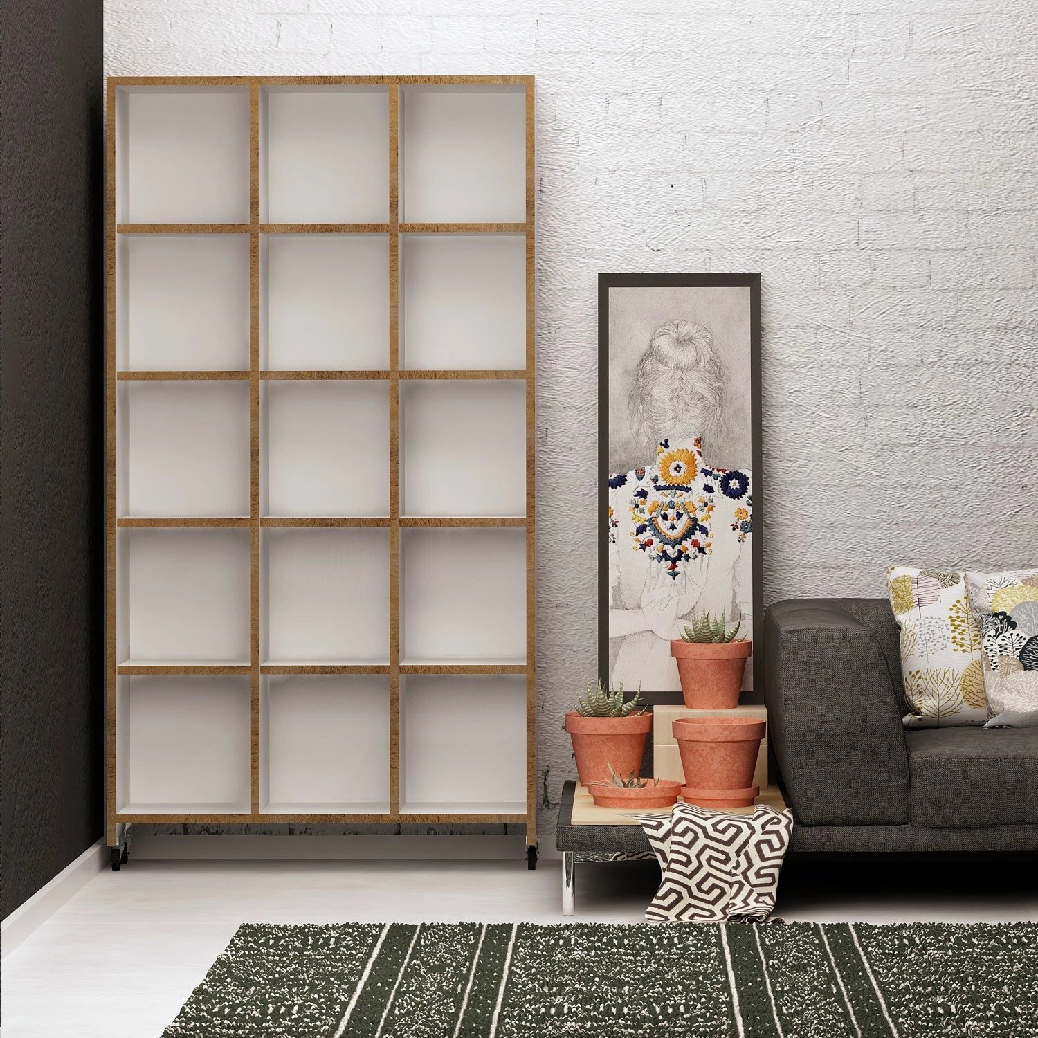 Raft librash Hanah Home, Crotone, ngjyrë lisi