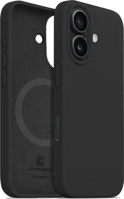 Mbështjellës CRONG Color Cover Magnetic për iPhone 16, 6.1", MagSafe, Silikon, i zi