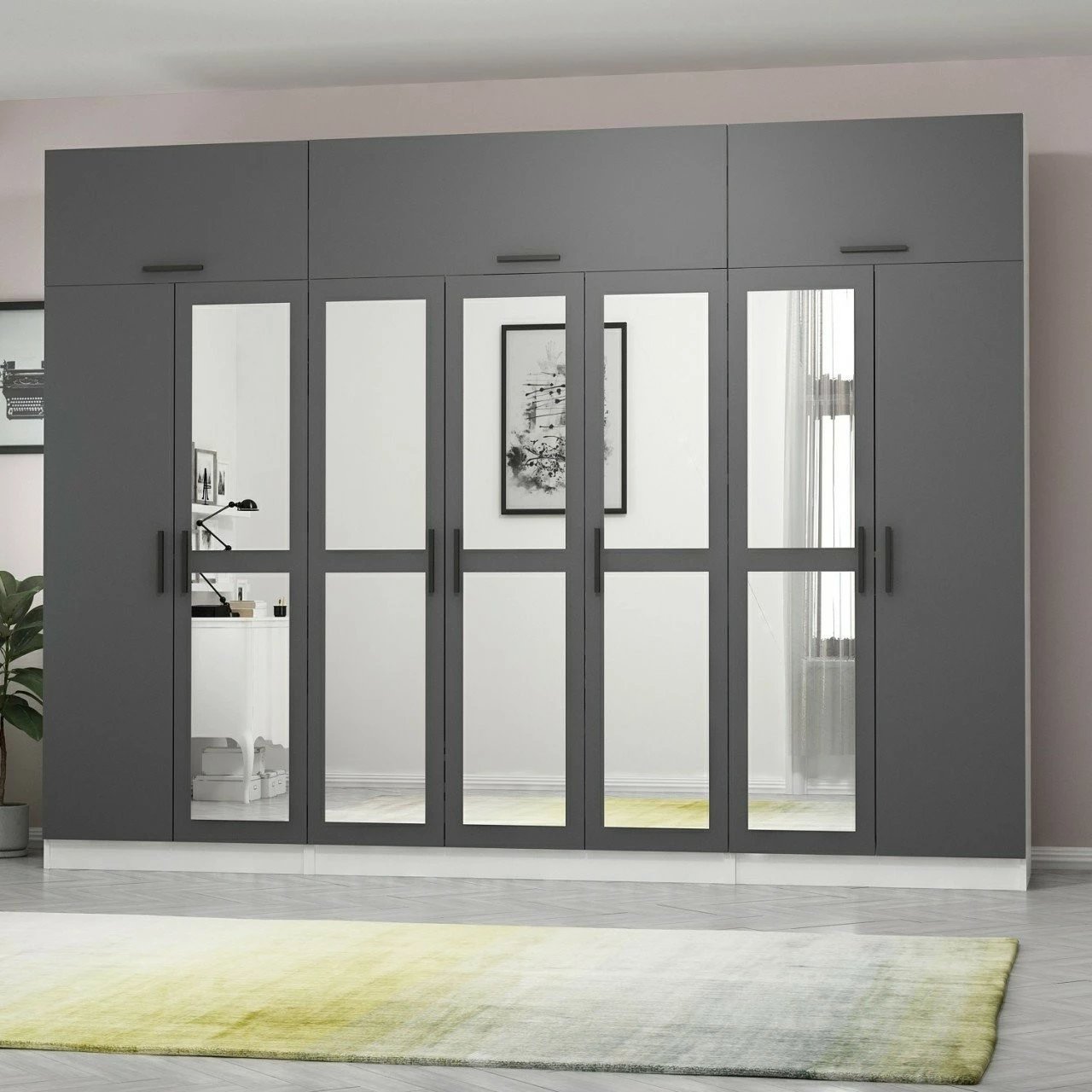 Dollap i madh për rroba, ngjyrë antracit dhe e bardhë, Skye Decor, 5164