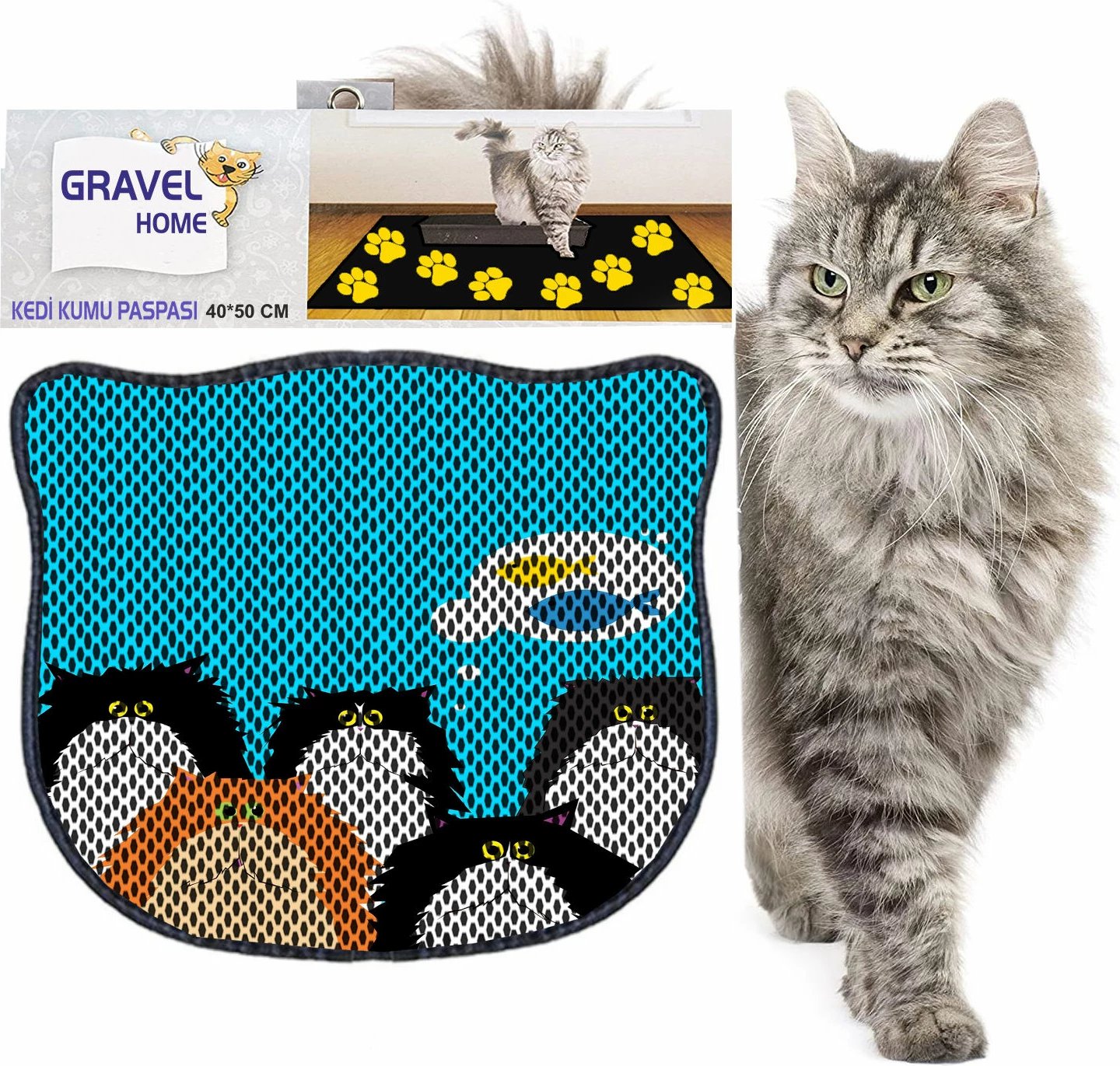 Tapet për rërë mace, shumëngjyrësh, Paws & Whiskers, Kdkafa0236