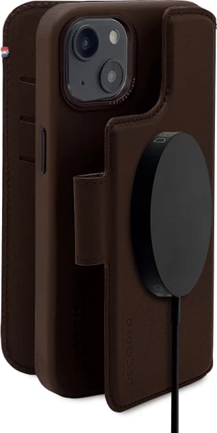 Mbështjellës Decoded Detachable Wallet për iPhone 14 Plus, lëkurë, MagSafe, Kafe