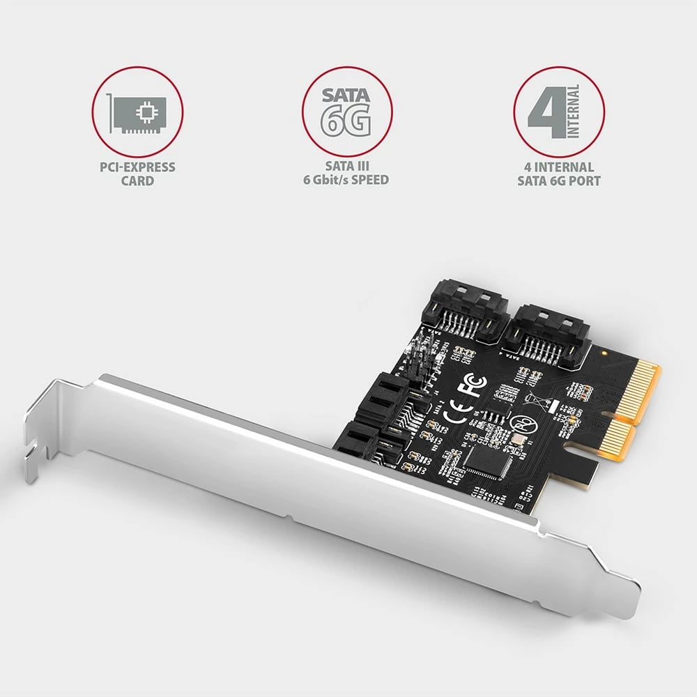 Kartë zgjerimi AXAGON PCES-SA4X4, 4x SATA 6G, PCIe, ASM1164, për kompjuter, e zezë