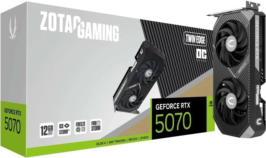 Kartelë grafike, ZOTAC, GeForce RTX 5070 Twin Edge OC, 12GB GDDR7, 192-bit, PCIe 5.0, 3x DisplayPort + HDMI
