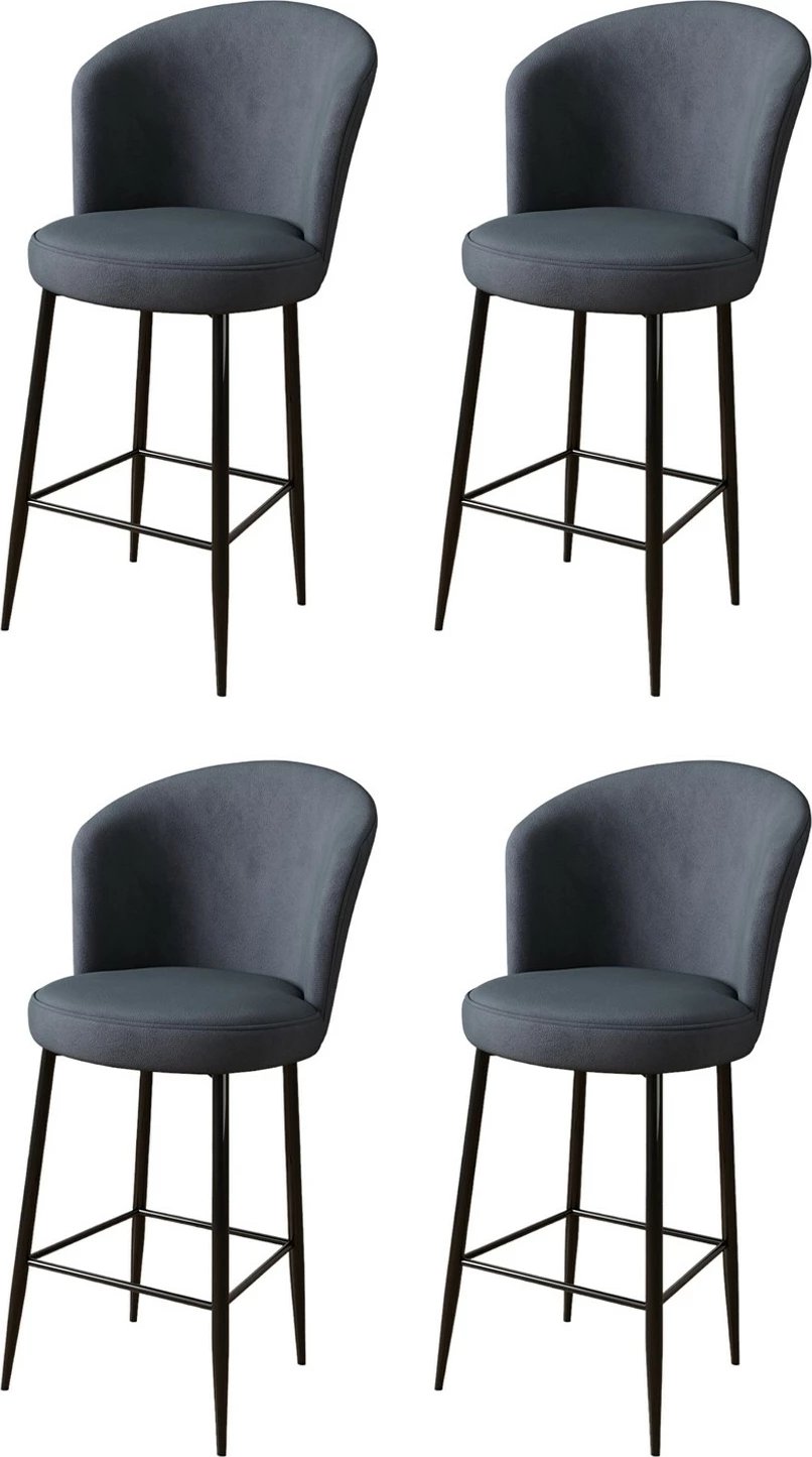 Set karrigesh për bar (4 copë), Hanah Home, Alte, antracit, e zezë