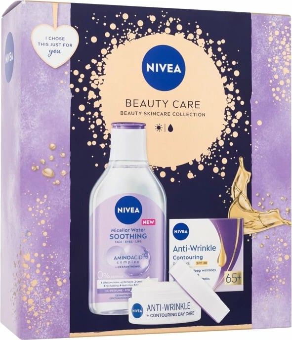 Set krem për fytyrë dhe ujë micelar Nivea Anti-Wrinkle Contouring Day Care 65 SPF30 50ml + Soothing Micellar Water 400ml për femra