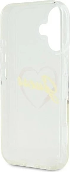 Mbështjellës Guess IML Heart për iPhone 16 Plus, Transparent