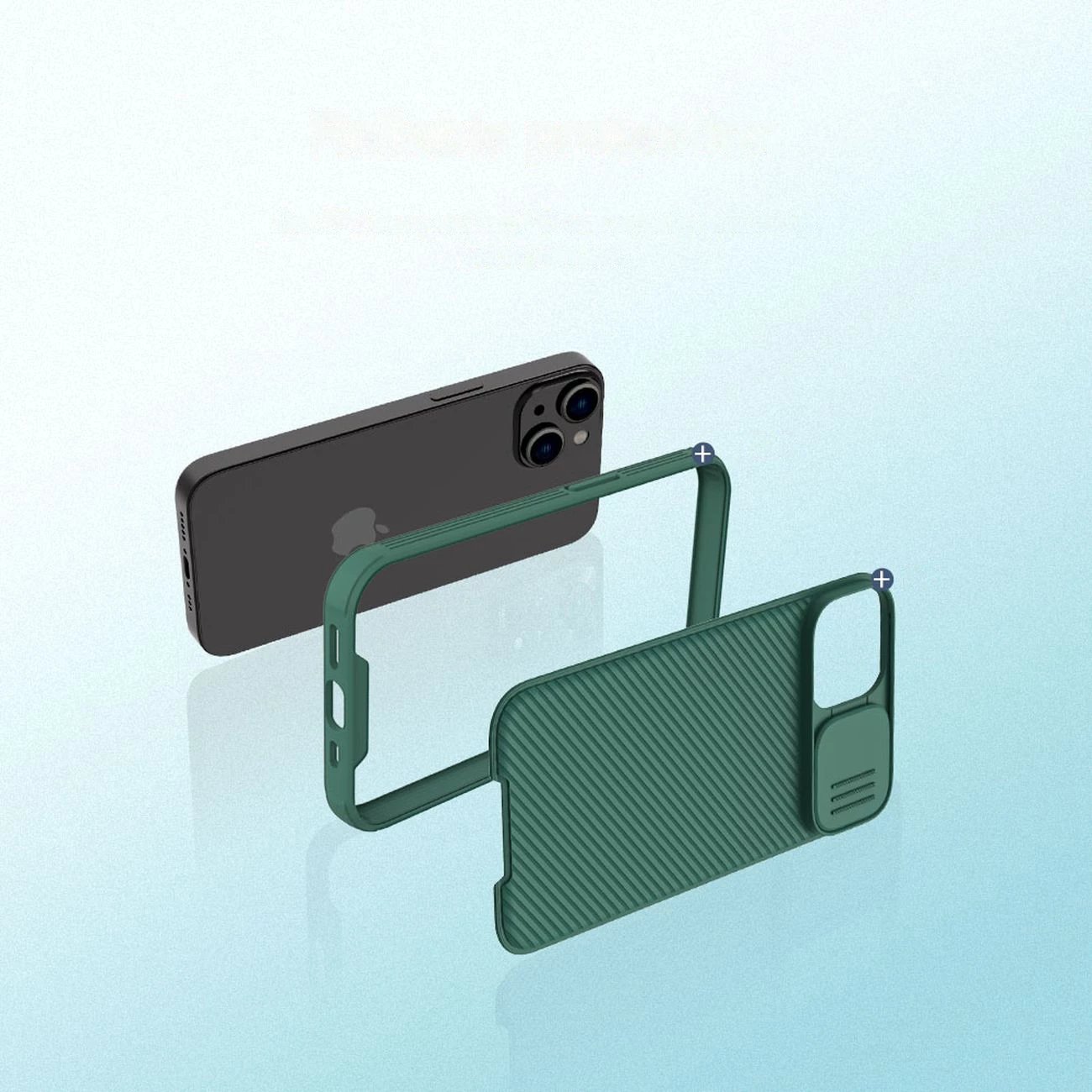 Mbështjellës Nillkin CamShield Pro për iPhone 14 Plus, me kapak kamere, Kaltër