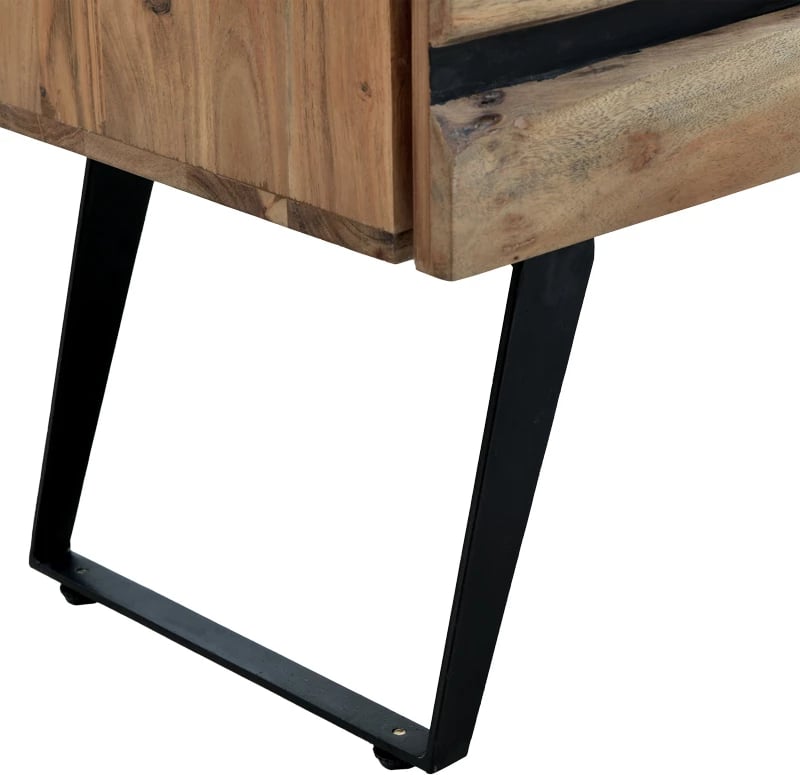 Komodë Imena, dru akacie masiv, këmbë metalike të zeza, 80x38x86.5cm