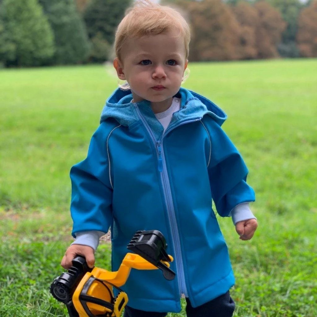 Xhaketë softshell bebe, New Baby, 74 (6-9m), 100% poliester me membranë TPU, i papërshkueshëm nga uji 10 000 mm, frymëmarrje 3000 g/m2/24h, me kapuç, blu