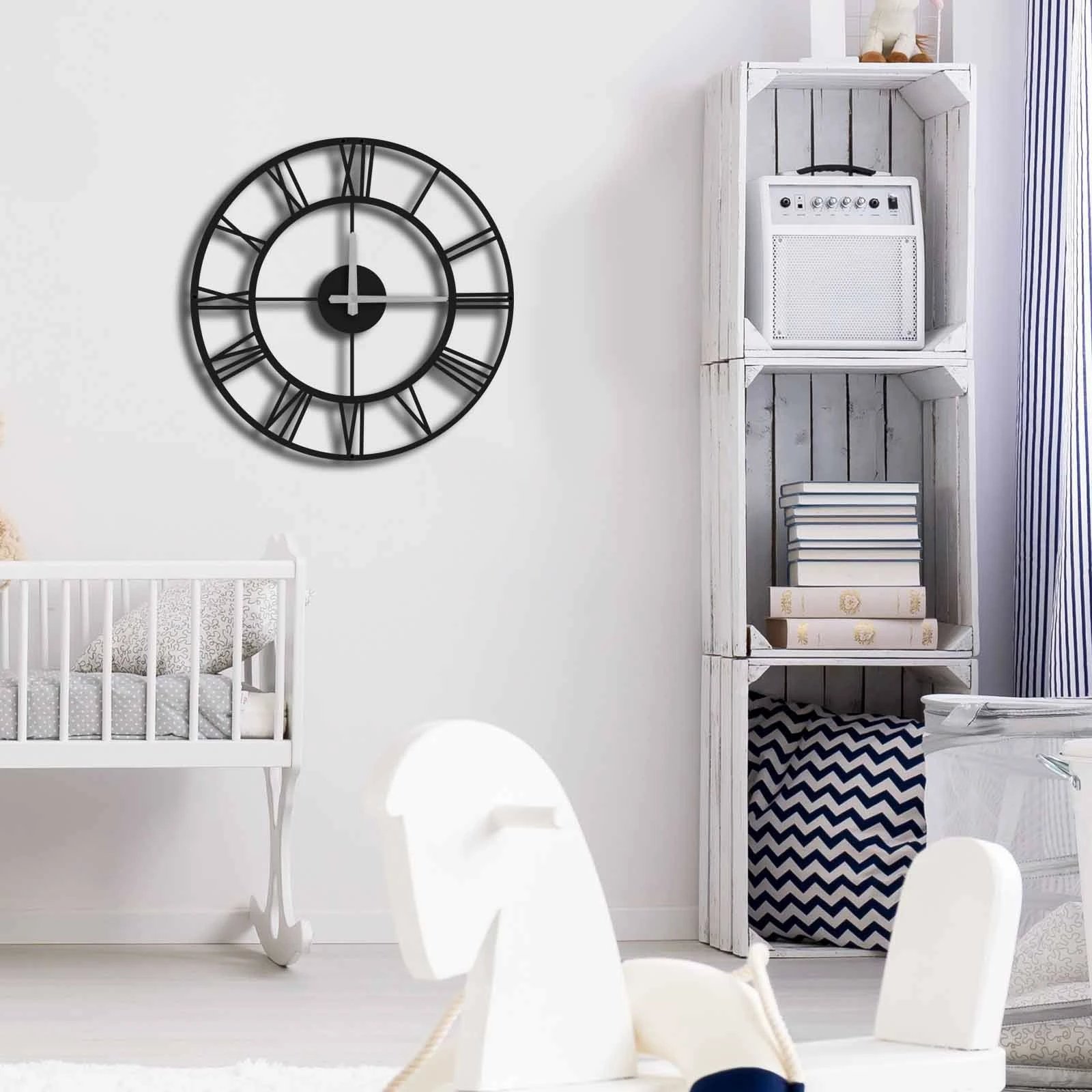 Orë muri dekorative metalike, Wallity, MTS - 006, e zezë, 49x49cm